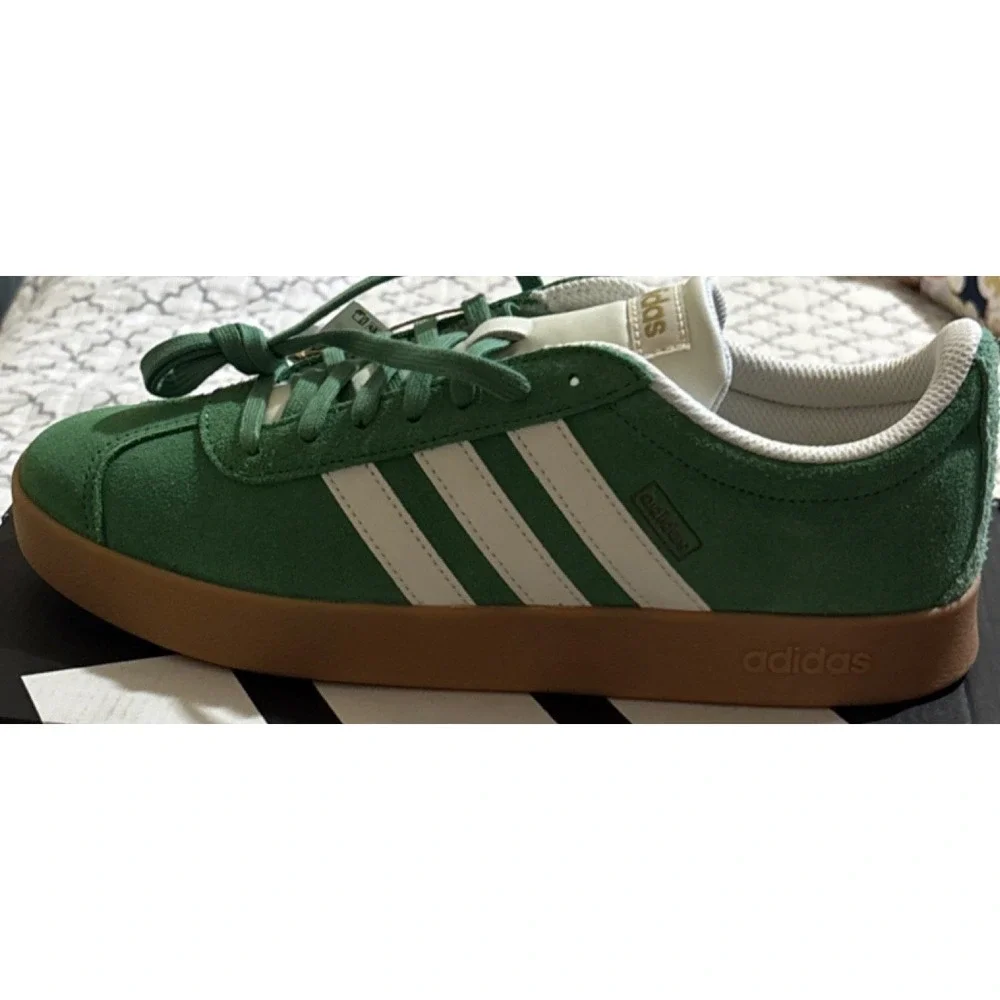 Adidas VL Court 2.0 Green White Gum Lace Up Suede Athletic Unisex Free Shipping